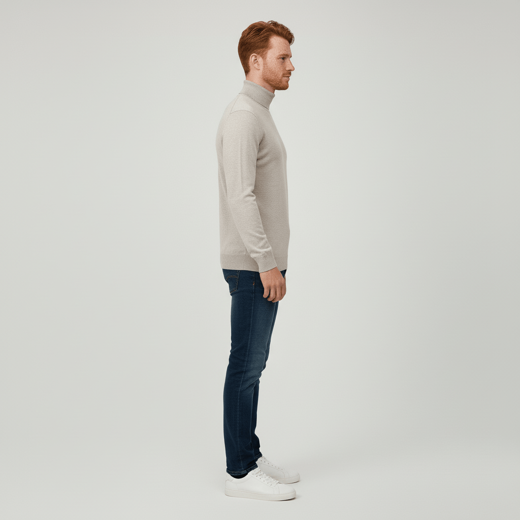 Elegant herrtröja i slim fit modell, polokrage som ger en tidlös och sofistikerad look.