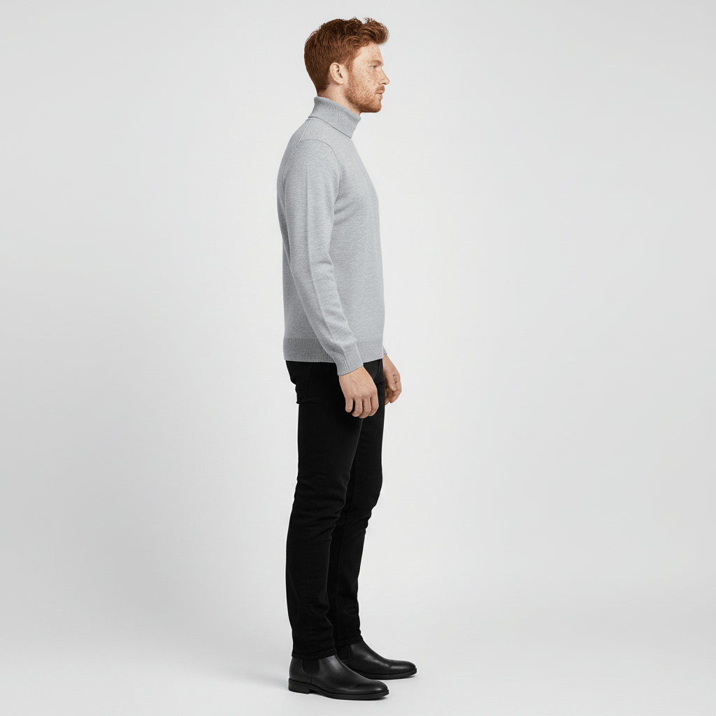 Värmande slim fit polotröja för herr, enfärgad design som passar alla tillfällen, höstmode.