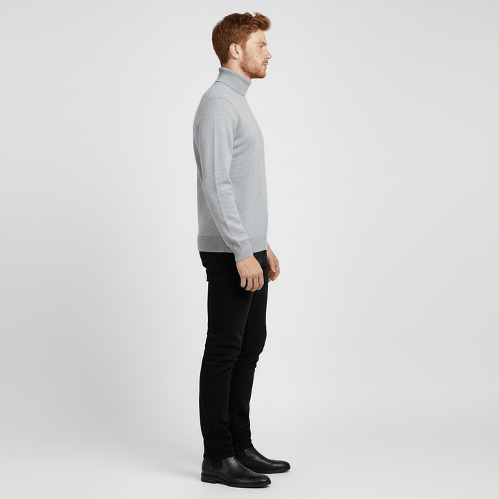 Värmande slim fit polotröja för herr, enfärgad design som passar alla tillfällen, höstmode.