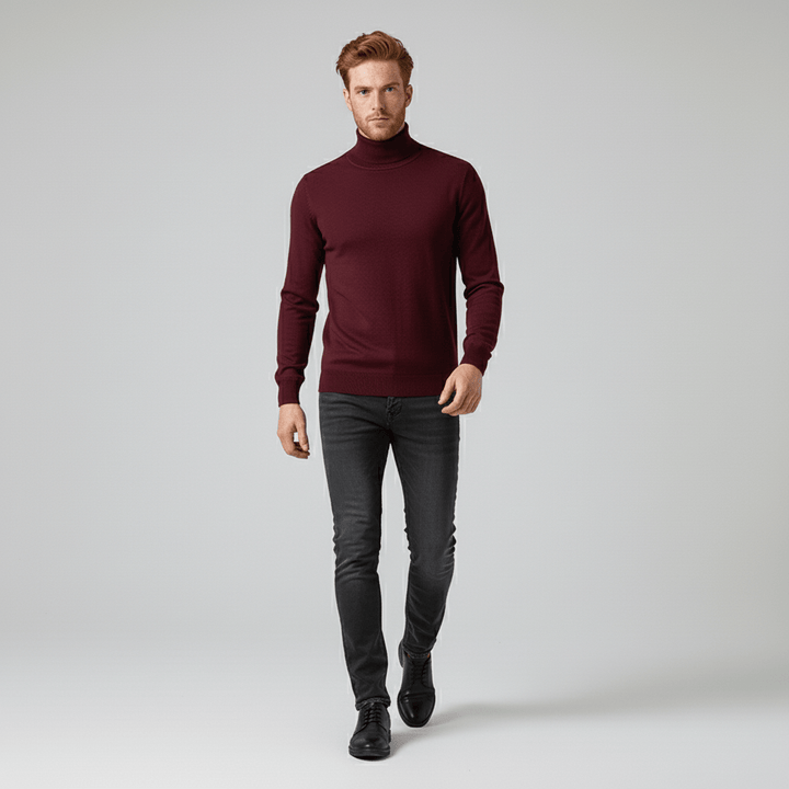 Herrtröja med polokrage, slim fit passform som framhäver figuren. Idealisk för vintermode.