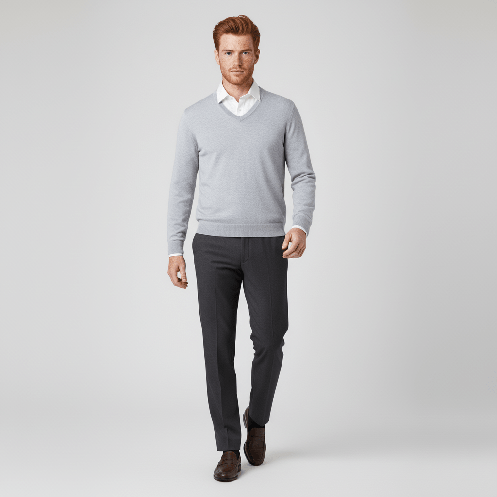 Bekväm v-ringad tröja för män, slim-fit och elegant för alla tillfällen.