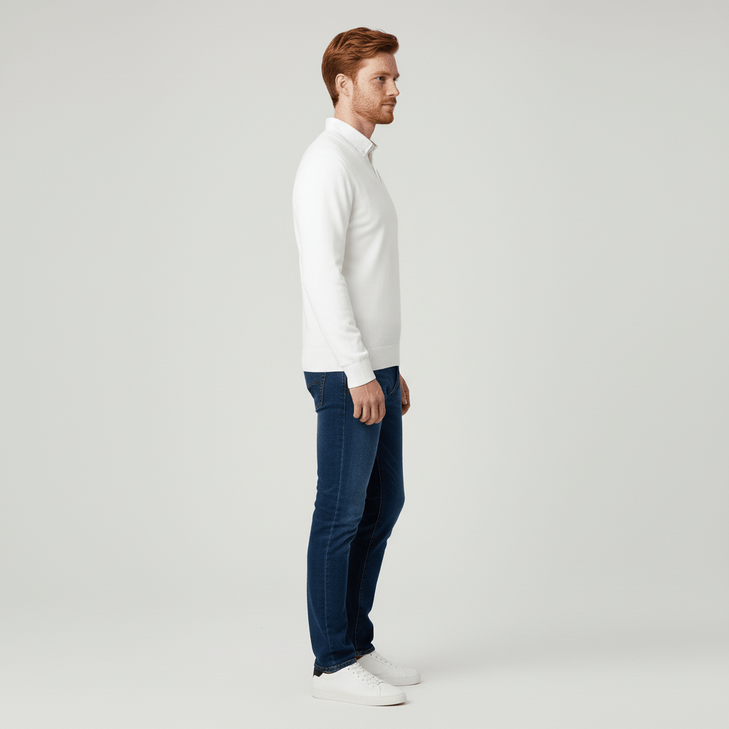 Herrtröja Samuel, stickad v-ringad slim-fit, för en smart och elegant stil.
