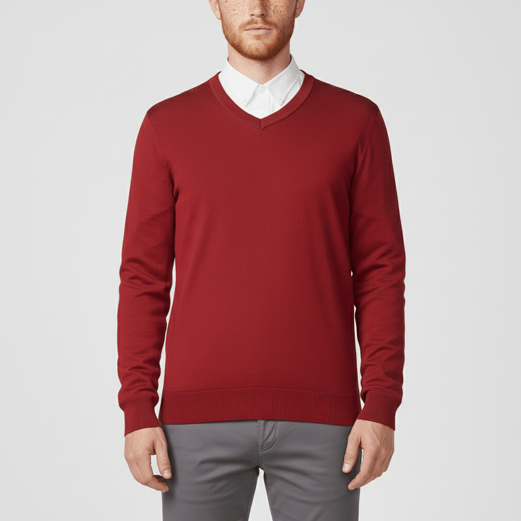 Smart casual v-ringad slim-fit herrtröja, perfekt för en polerad vardagsstil.