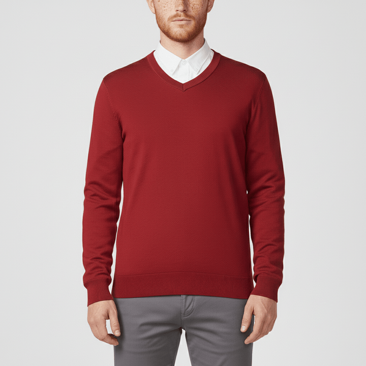 Smart casual v-ringad slim-fit herrtröja, perfekt för en polerad vardagsstil.