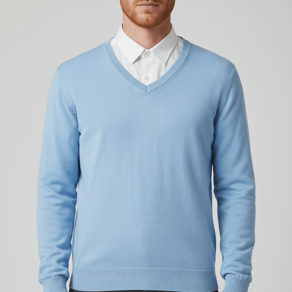 Stilfull slim-fit v-ringad herrtröja, passar perfekt till jeans eller kostymbyxor.