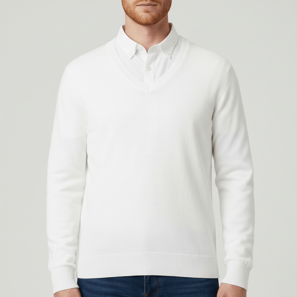 Herr slim-fit v-ringad tröja, stickad kvalitet för en tidlös och elegant look.