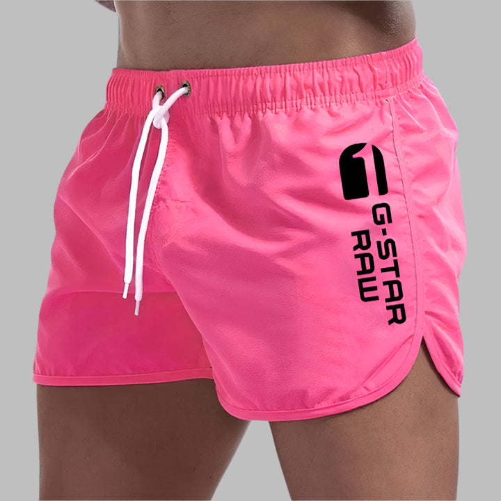 Bekväma herr badbyxor med elastisk midja. Snabbtorkande simbyxor för sportiga sommaraktiviteter & fritid.