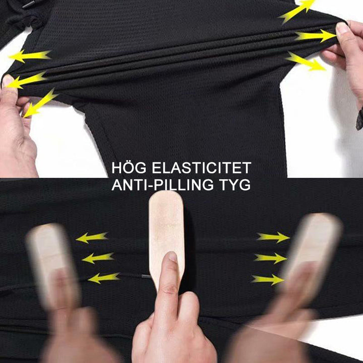 "Herr snabbtorkande fitnessbyxor i svart med elastisk midja och fickor, perfekt för träning och rörelsefrihet."