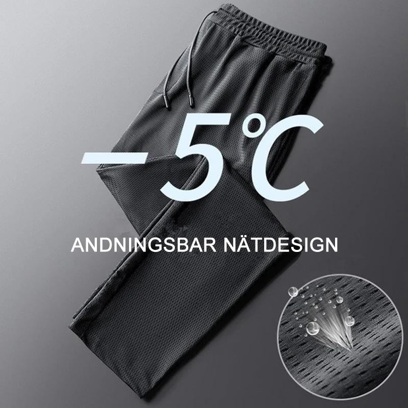 "Herr snabbtorkande fitnessbyxor i svart med elastisk midja och fickor, perfekt för träning och rörelsefrihet."