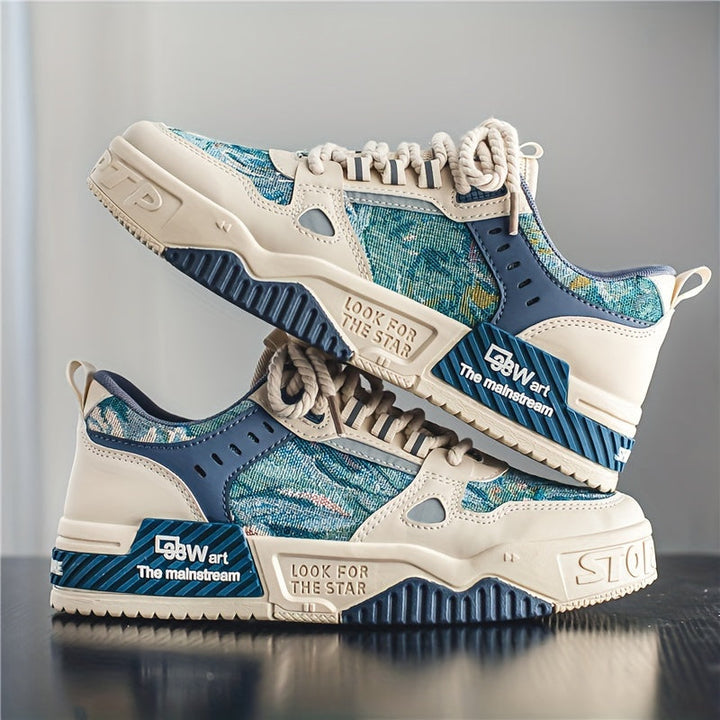 Moderna herrskor, trendiga sneakers i avslappnad stil, idealiska för vår och höst