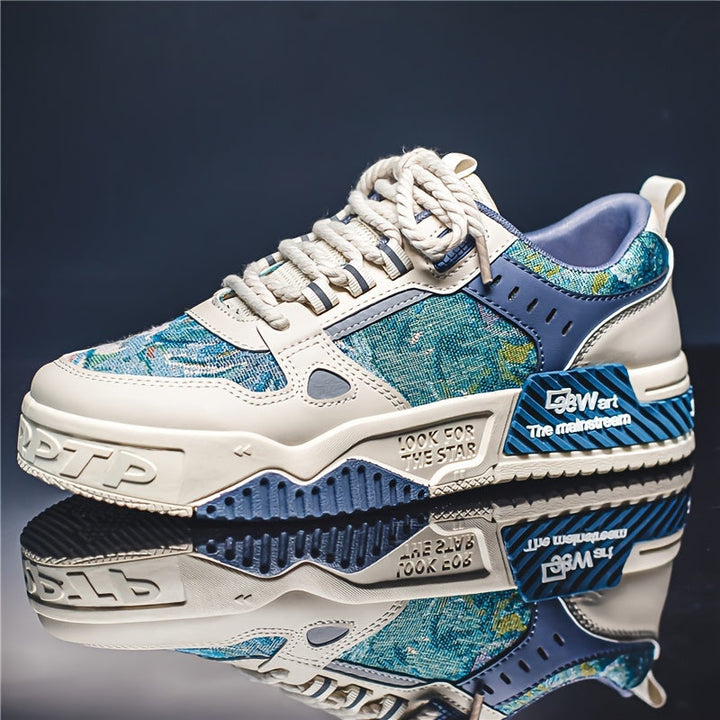 Avslappnade herr sneakers med bekväm passform, grafisk design för en trendig look