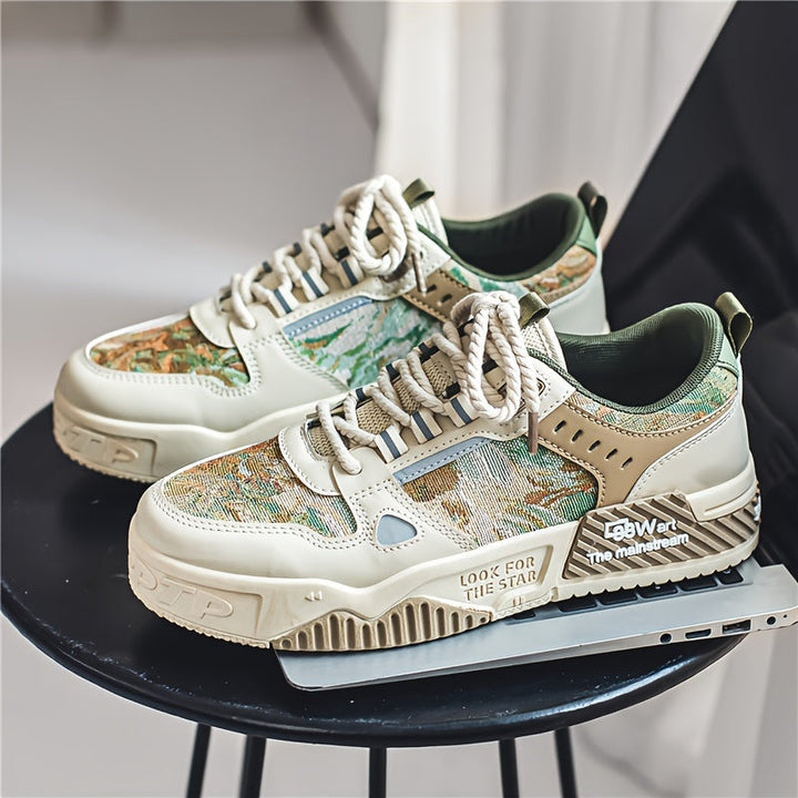 Trendiga herrsneakers, avslappnade herrskor med unikt grafiskt mönster