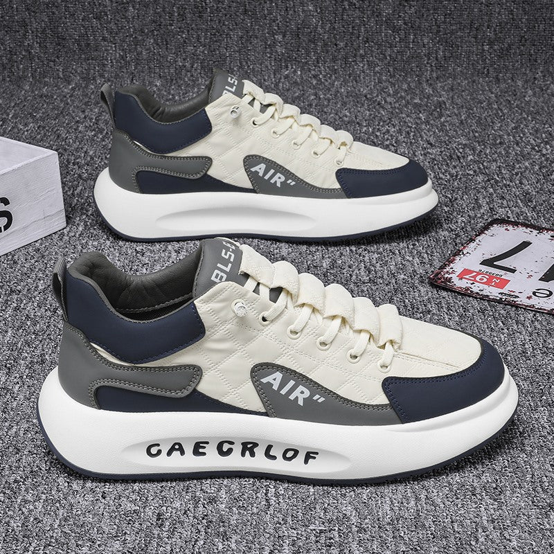 "Herr Sneakers i duntyg med tjock sula, elegant design, slitstark och bekväm, perfekt för sport och vardag."