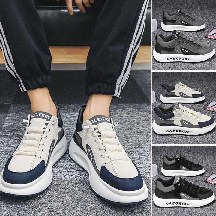"Herr Sneakers i duntyg med tjock sula, elegant design, slitstark och bekväm, perfekt för sport och vardag."