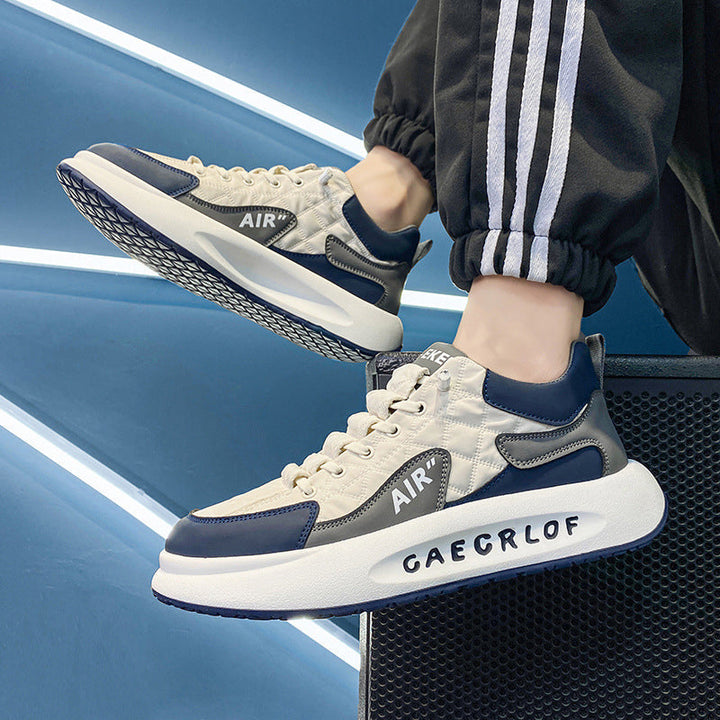"Herr Sneakers i duntyg med tjock sula, elegant design, slitstark och bekväm, perfekt för sport och vardag."