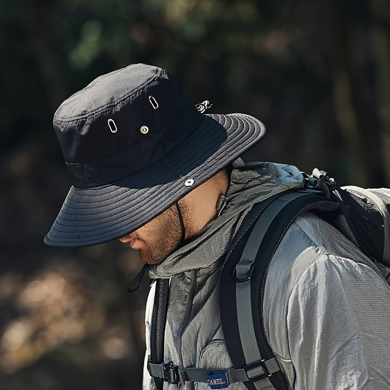 Vattenavvisande herr solhatt i polyester, perfekt för camping, vandring och fiskeäventyr.