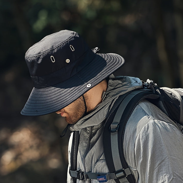 Vattenavvisande herr solhatt i polyester, perfekt för camping, vandring och fiskeäventyr.