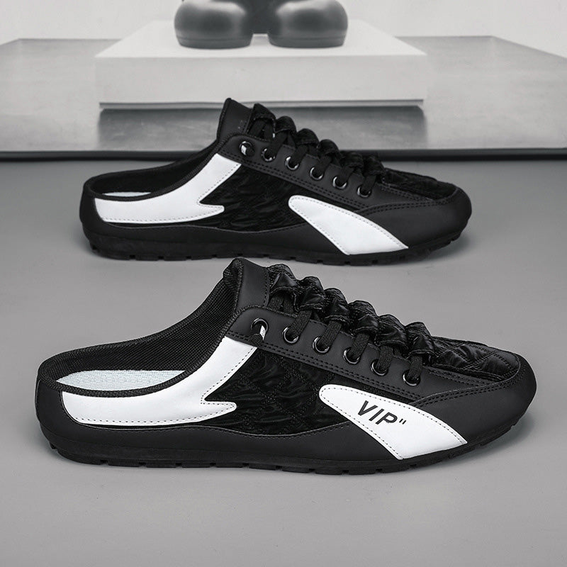 "Herr sportiga slip-on skor i ventilerande mesh med rund tå och platt häl, erbjuder stil och bekvämlighet."
