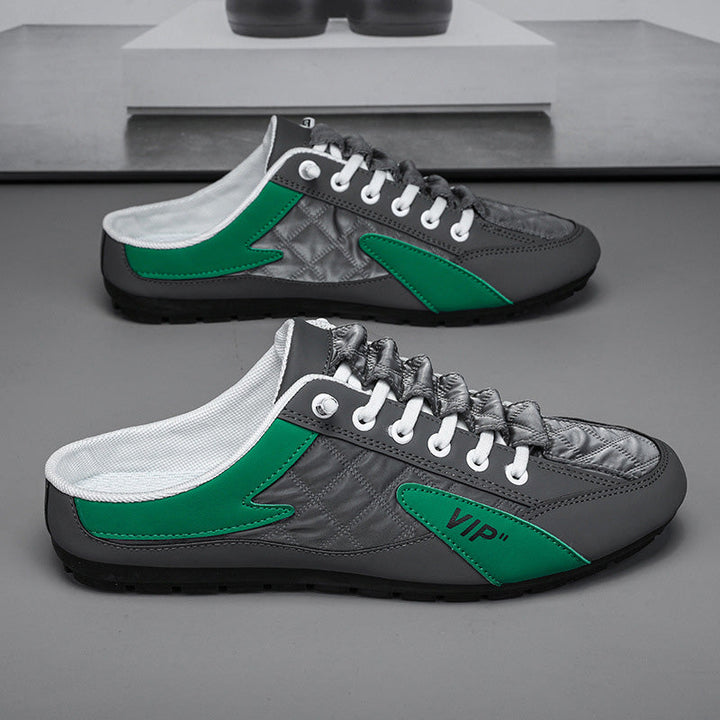 "Herr sportiga slip-on skor i ventilerande mesh med rund tå och platt häl, erbjuder stil och bekvämlighet."