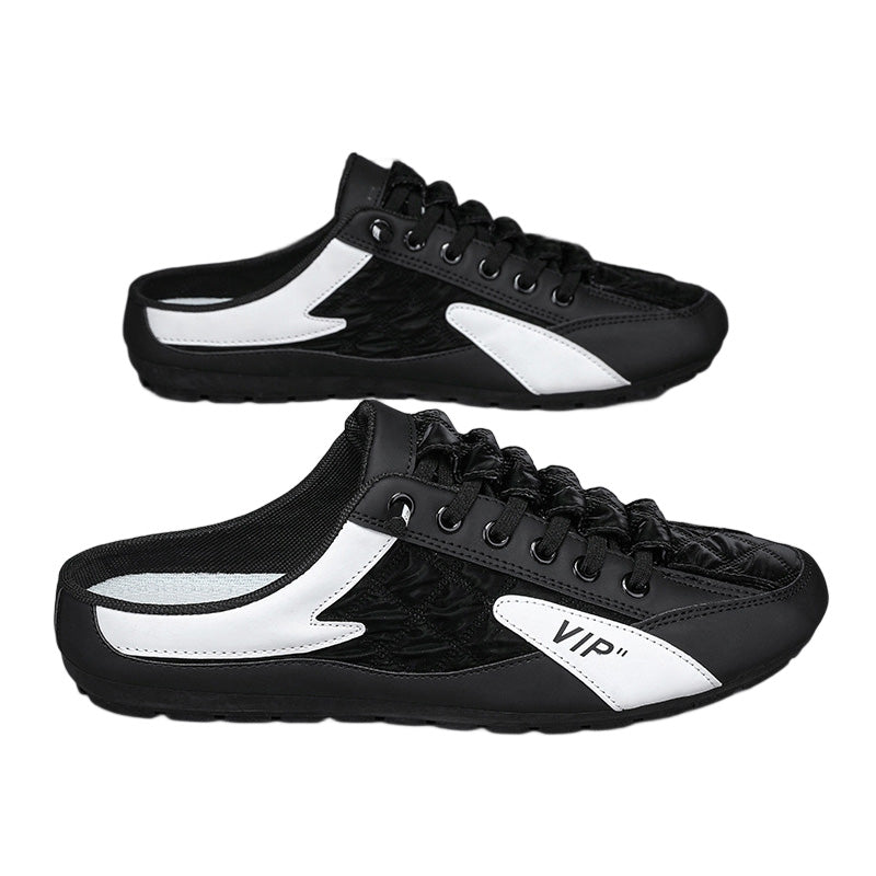 "Herr sportiga slip-on skor i ventilerande mesh med rund tå och platt häl, erbjuder stil och bekvämlighet."