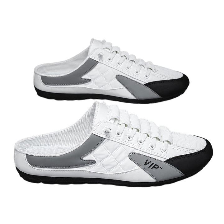 "Herr sportiga slip-on skor i ventilerande mesh med rund tå och platt häl, erbjuder stil och bekvämlighet."