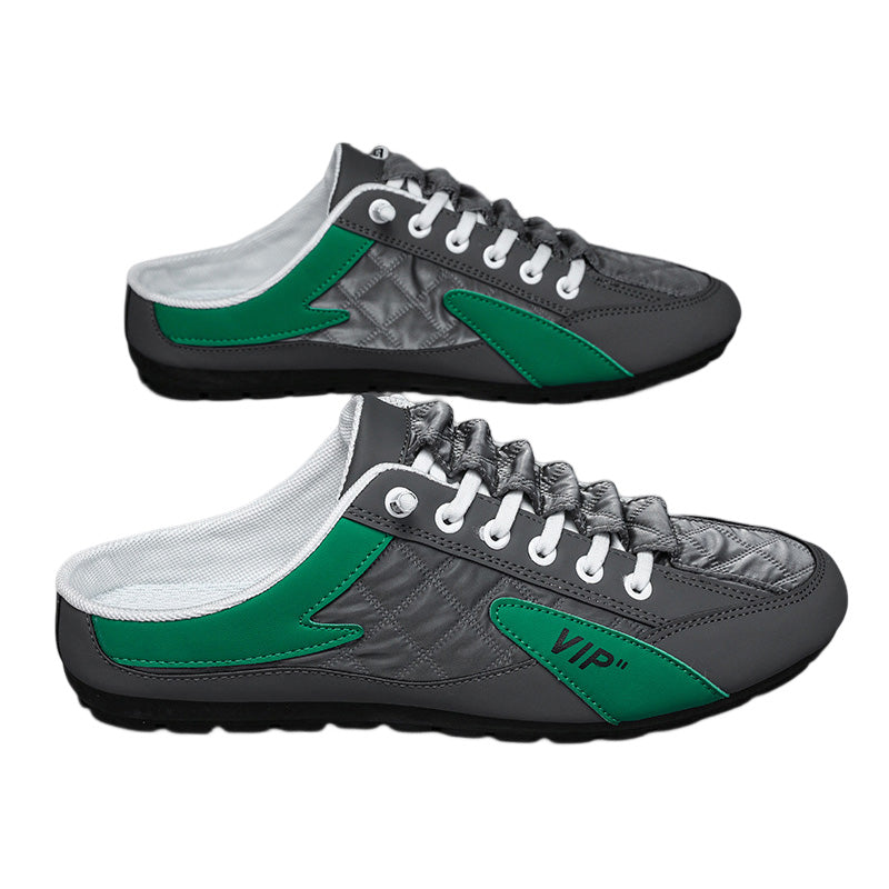 "Herr sportiga slip-on skor i ventilerande mesh med rund tå och platt häl, erbjuder stil och bekvämlighet."