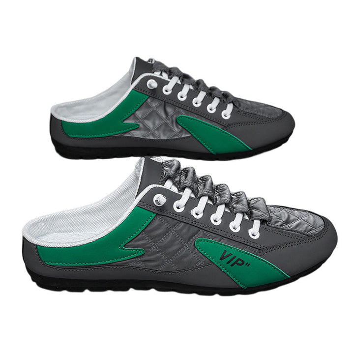 "Herr sportiga slip-on skor i ventilerande mesh med rund tå och platt häl, erbjuder stil och bekvämlighet."