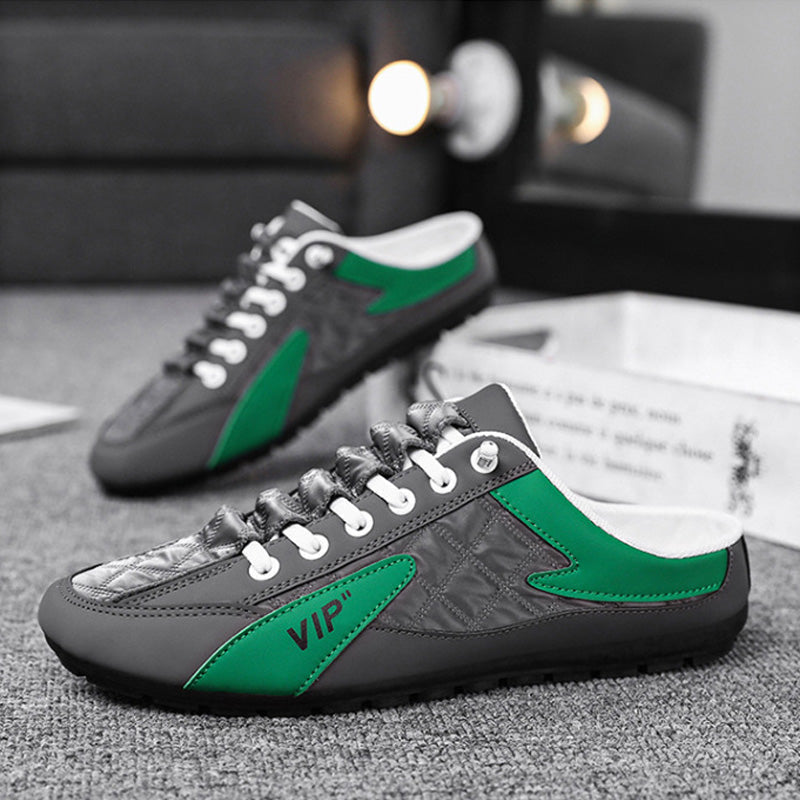 "Herr sportiga slip-on skor i ventilerande mesh med rund tå och platt häl, erbjuder stil och bekvämlighet."