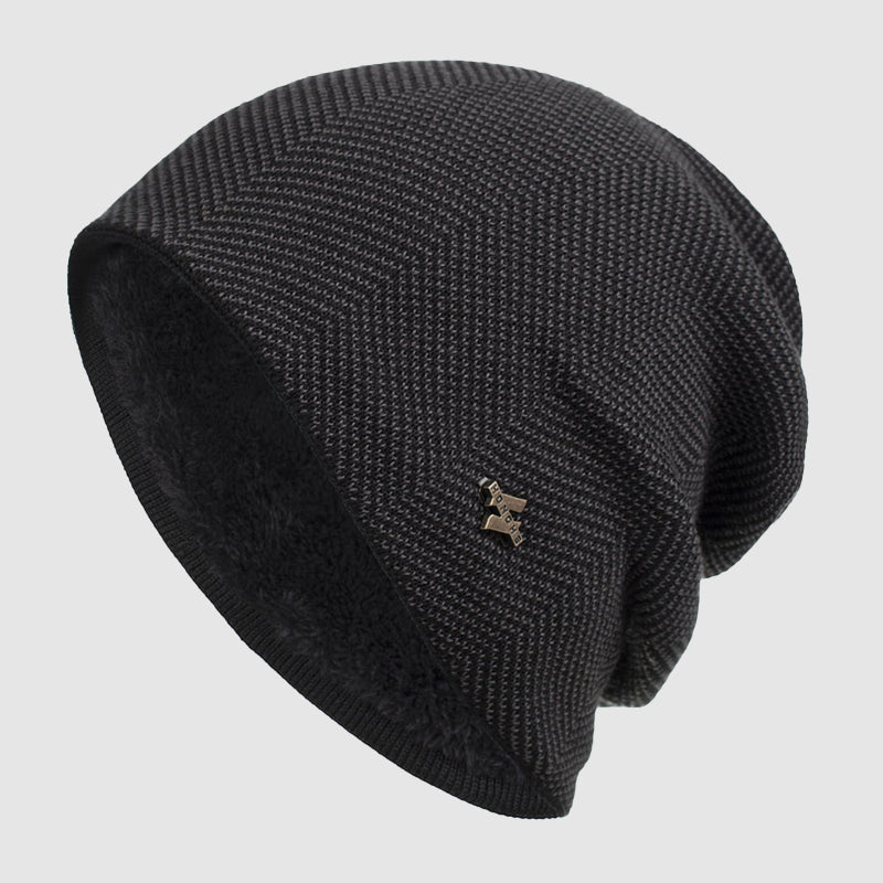 Casual herr stickad slouchmössa med mjukt fleecefoder, ett måste för höstmode.