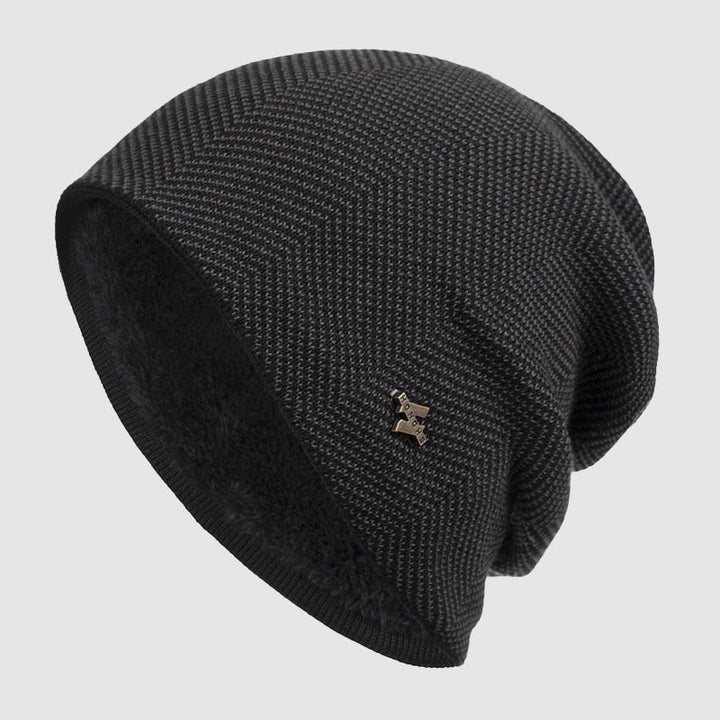 Casual herr stickad slouchmössa med mjukt fleecefoder, ett måste för höstmode.