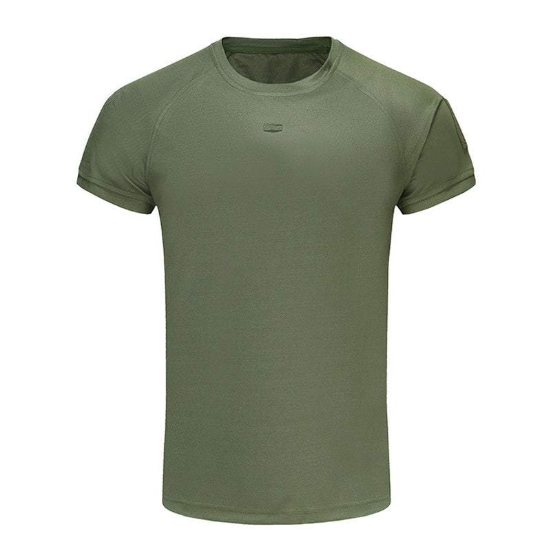 Herr stretchig snabbtorkande T-shirt med ficka, grå färg, bröstögla för glasögon, perfekt för träning och vardag.