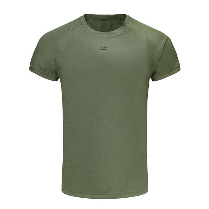 Herr stretchig snabbtorkande T-shirt med ficka, grå färg, bröstögla för glasögon, perfekt för träning och vardag.