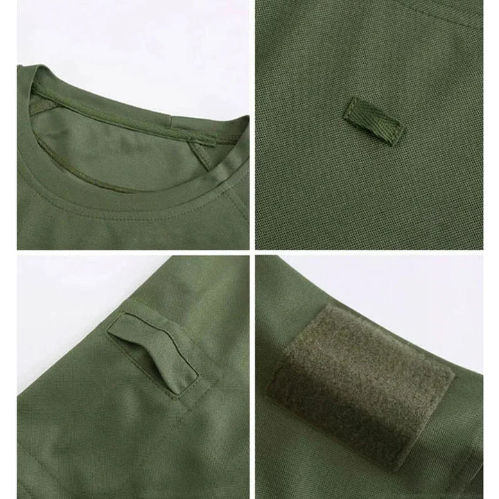 Herr stretchig snabbtorkande T-shirt med ficka, grå färg, bröstögla för glasögon, perfekt för träning och vardag.