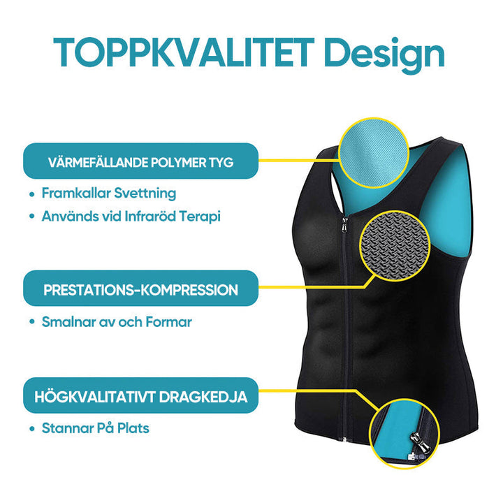 "Herr svart dragkedjeväst, komprimerande för bröstkorgshållning, stilfull och bekväm design, idealisk för träning."