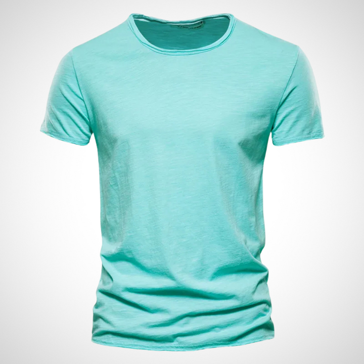Herr T-shirt för fritid och vardag, rundhals. Ett bekvämt basplagg med stil.