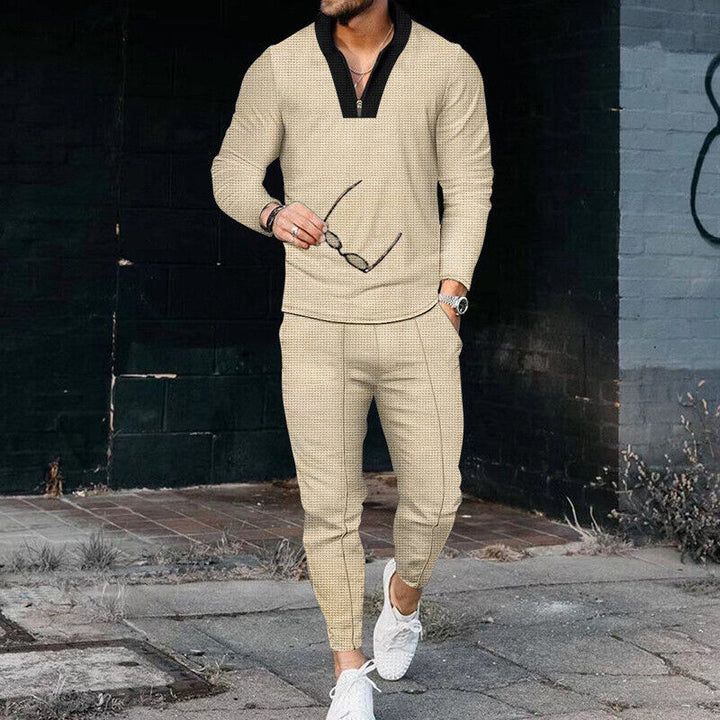 Casual tracksuit för män, fritidsset med dragkedja, perfekt för vår- och höstsäsongens avkoppling.