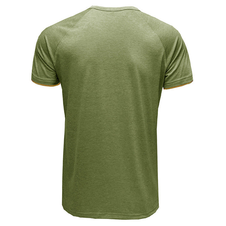 Herr V-ringad Henley T-shirt i lätt bomull, vit, modern design, perfekt för sommaren, andningsbar och bekväm.