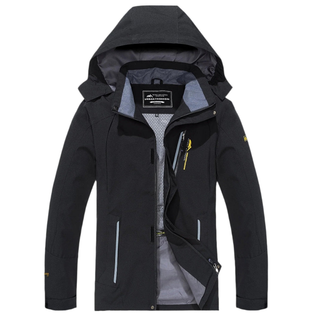 Modern herr parka, vattentät och vindtät, perfekt som vinterjacka för utomhusäventyr.