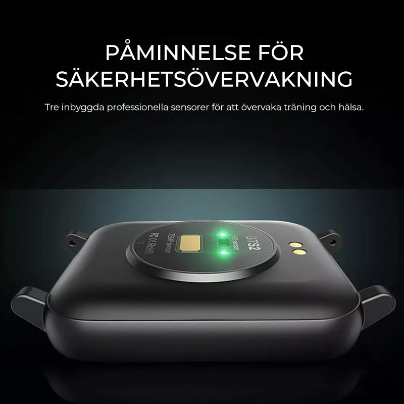 Herr vattentät sportarmband smartklocka med hälsoövervakning, visar 1,7" HD-skärm, IP68 vattentålighet och stilren design.