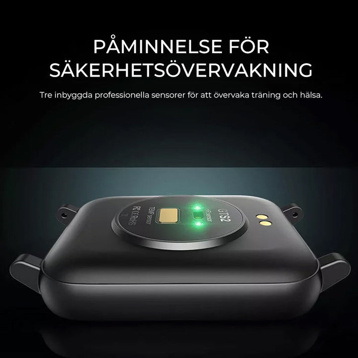Herr vattentät sportarmband smartklocka med hälsoövervakning, visar 1,7" HD-skärm, IP68 vattentålighet och stilren design.