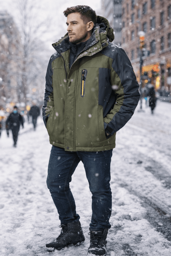 Stilren urban herrjacka Aidan, perfekt för kalla vinterdagar och vardagsbruk.
