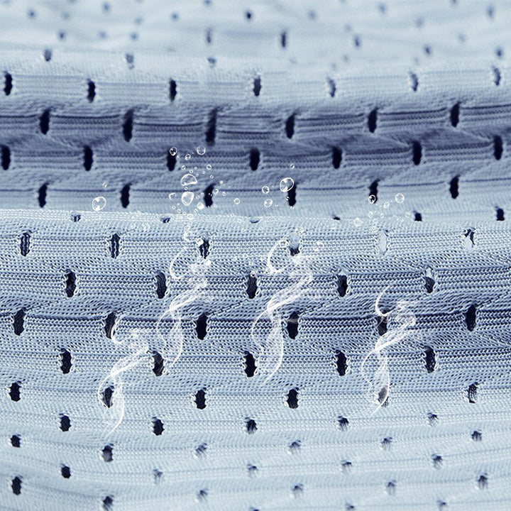 "Herrar Andningsbar Ice Silk Boxer Shorts i ljusblått med låg midja, mjukt bambutyg, ventilerad design för optimal svalka."