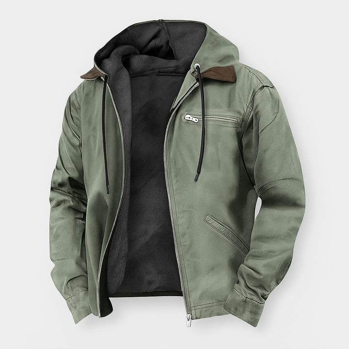 Mångsidig casual herrjacka med dragkedja, passar perfekt till jeans och t-shirt. Praktiskt ytterplagg för män.