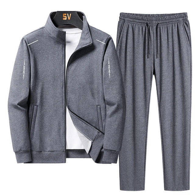 Stilren activewear: Herrträningsdräkt Damian, perfekt för höstens sport & fritid. Bekvämt tvådelat set.