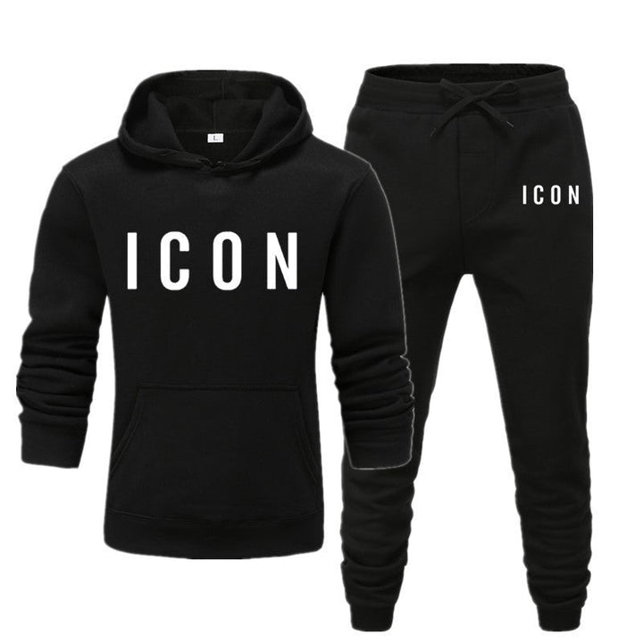 Blått matchande herrset: bekväm hoodie & mjuka joggingbyxor för avslappnad stil och vardagsbruk.