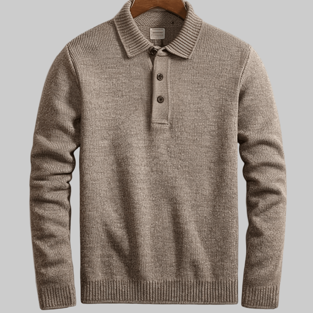 James stickade polotröja för herr. Långärmad design som kombinerar komfort med en tidlös stil.
