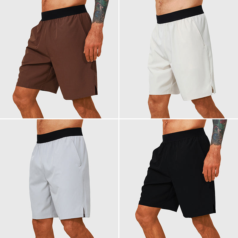 Herrars sportkläder, ett par grå träningsshorts med justerbar dragsko, bekväma sommarshorts.