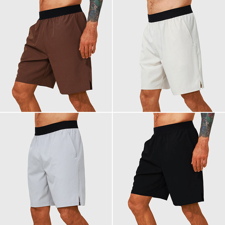 Herrars sportkläder, ett par grå träningsshorts med justerbar dragsko, bekväma sommarshorts.