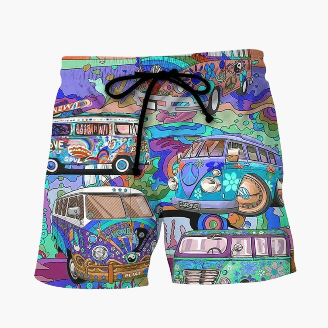 Mönstrade herrbadshorts med dragsko, perfekta för soliga dagar, bad och avkoppling vid poolen.