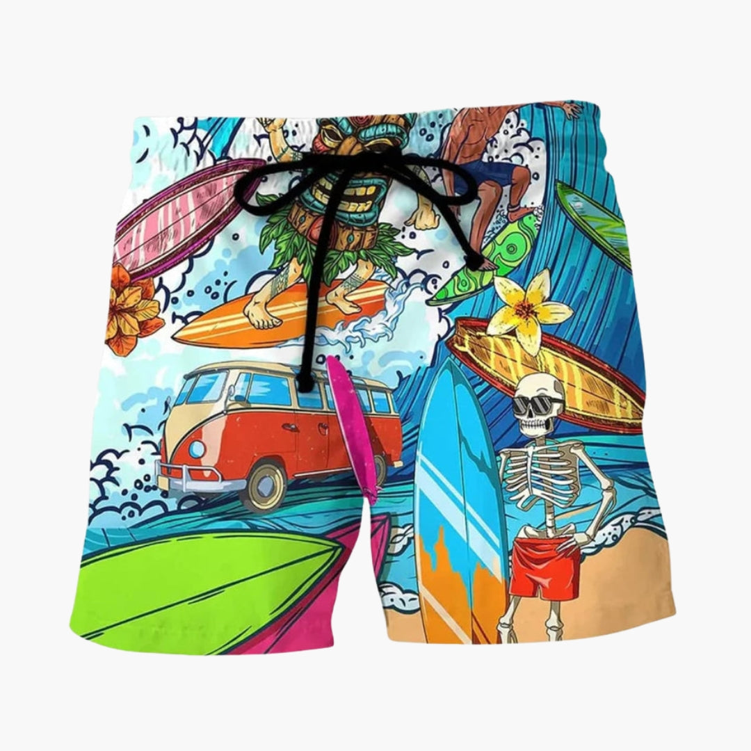 Bekväma herrboardshorts med tryckt design, perfekt för stranden, poolen och sommaraktiviteter.